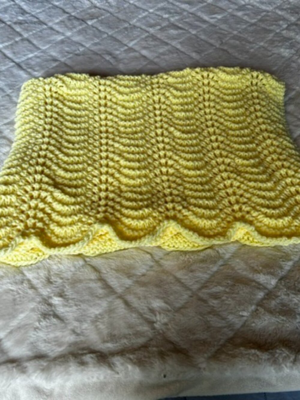 New Handmade Knit Baby Blanket - Yellow